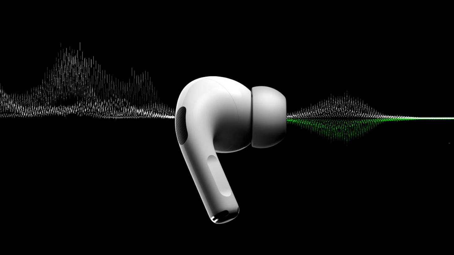 سماعة AirPods Pro 3 مع رسم موجات الصوت